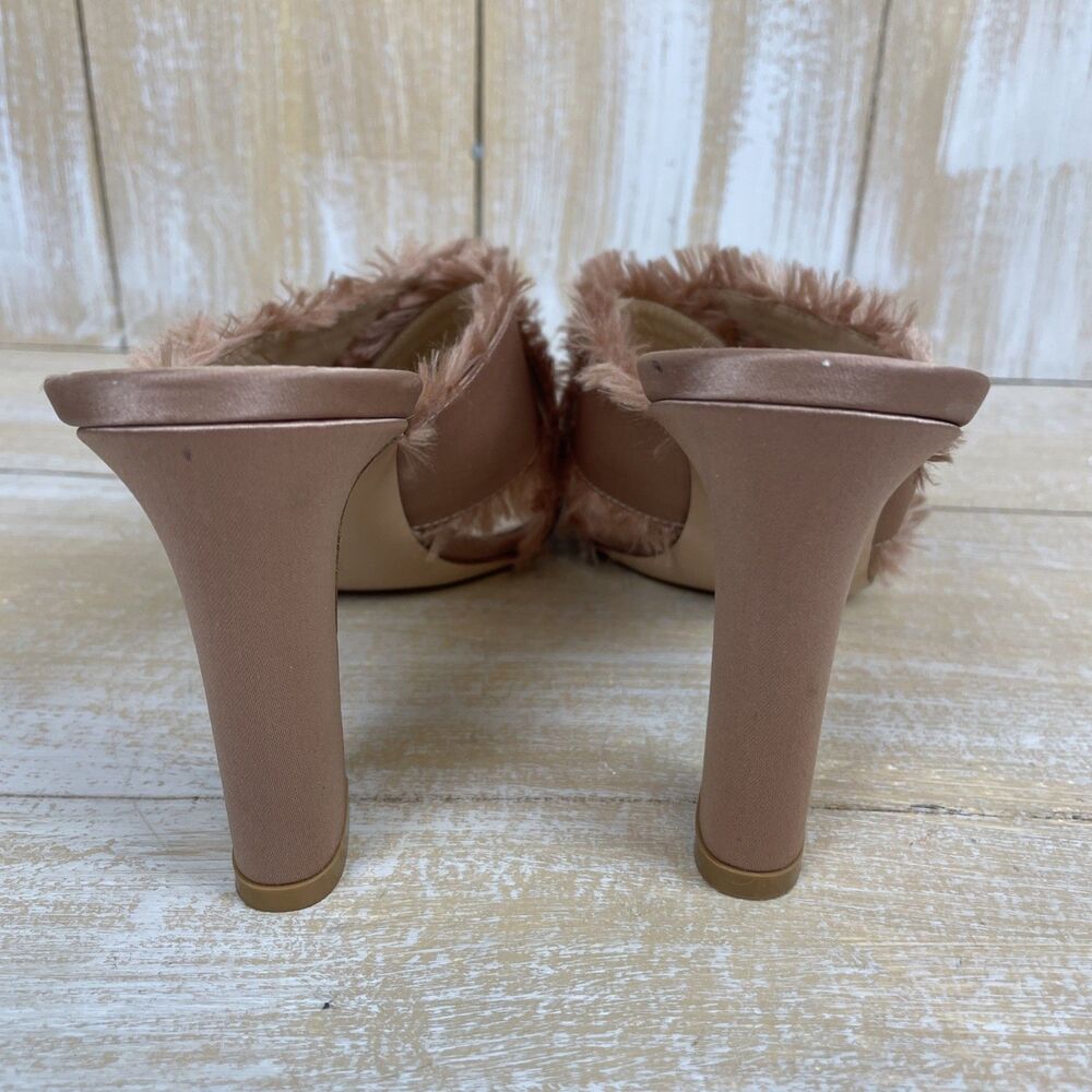 Gianvito Rossi Sandals Crossover Frayed Edges Chunky Heel Satin Pink 37½ Italy - Picture 9 of 13